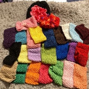 Lot of 25 Infant Headbands. One includes flower. Plus 1 flower embellished hat